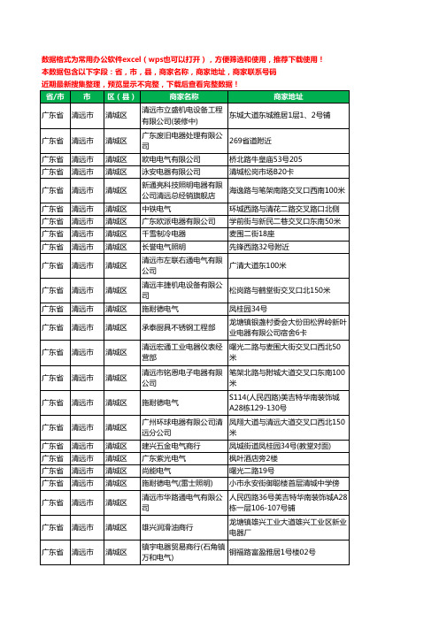 2020新版广东省清远市清城区电器有限公司工商企业公司商家名录名单黄页联系电话号码地址大全76家