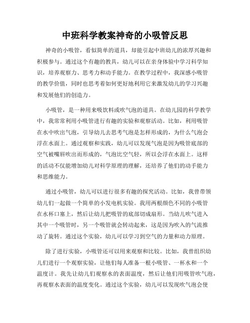 中班科学教案神奇的小吸管反思