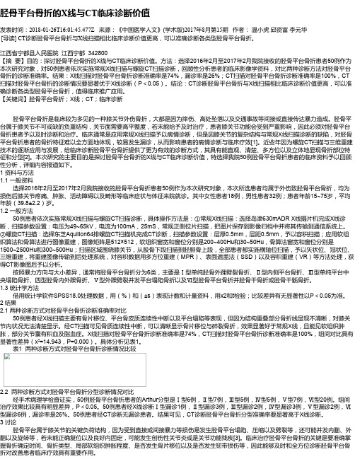 胫骨平台骨折的X线与CT临床诊断价值