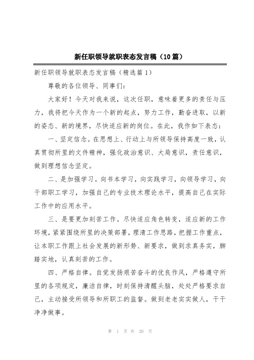 新任职领导就职表态发言稿(10篇)