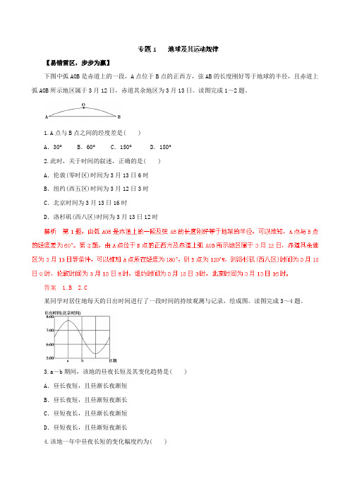 专题01 地球及其运动规律(专题)-2016年高考地理备考黄金易错点(解析版)