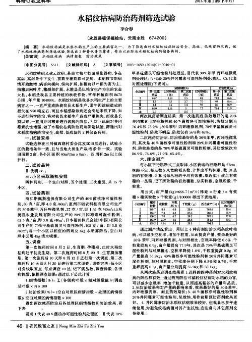 水稻纹枯病防治药剂筛选试验