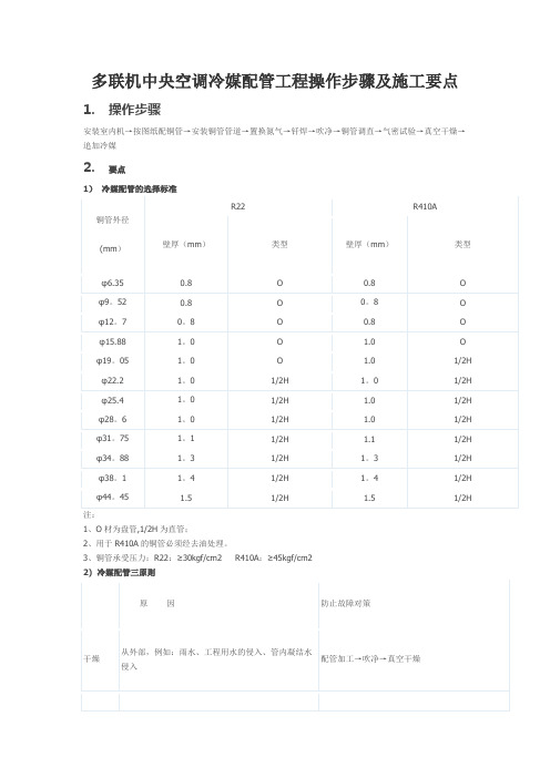 多联机中央空调冷媒配管工程操作步骤及施工要点