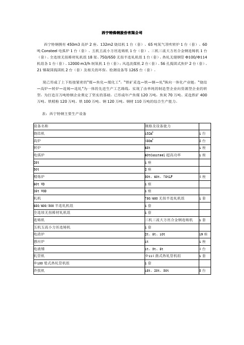 西宁特殊钢股份有限公司