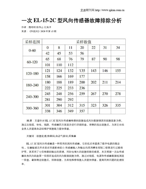 一次EL-15-2C型风向传感器故障排除分析