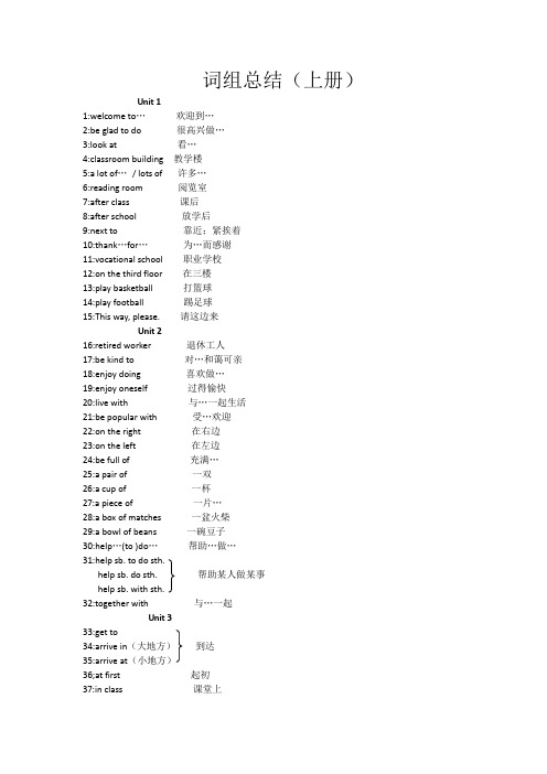 职业高中上册英语短语总结