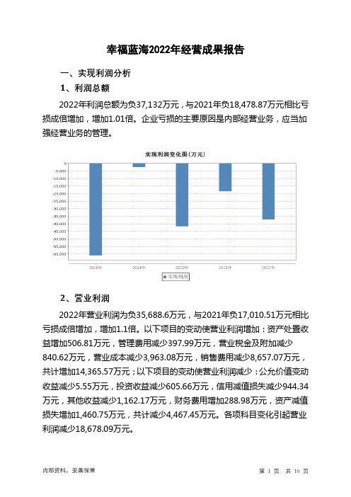 300528幸福蓝海2022年经营成果报告