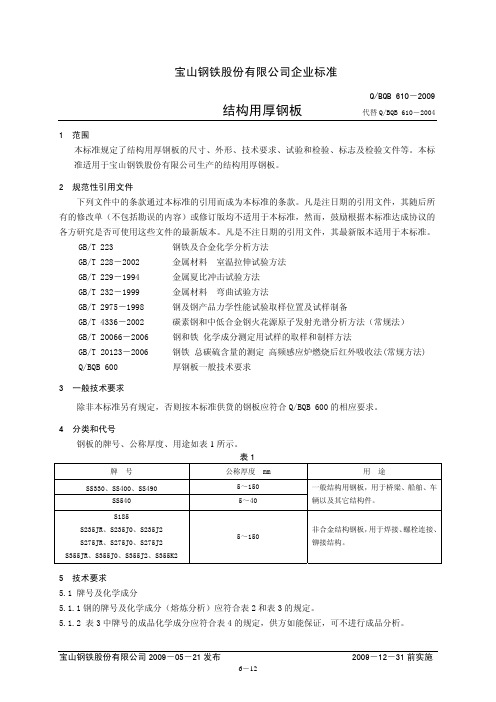 Q-BQB 610-2009 结构用厚钢板