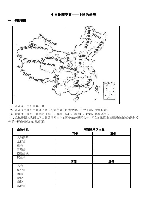 中国地理学案-中国的地形