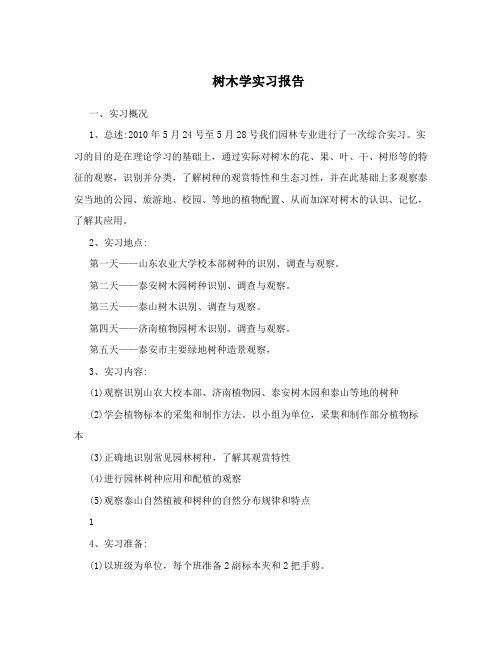 树木学实习报告