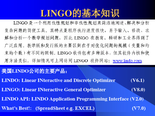 LINGO的基本知识及使用