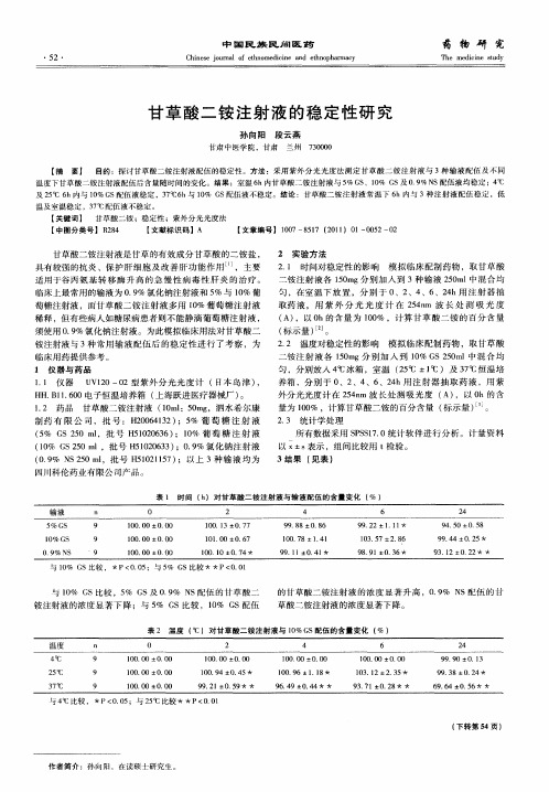 甘草酸二铵注射液的稳定性研究
