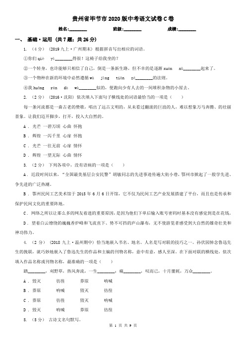 贵州省毕节市2020版中考语文试卷C卷