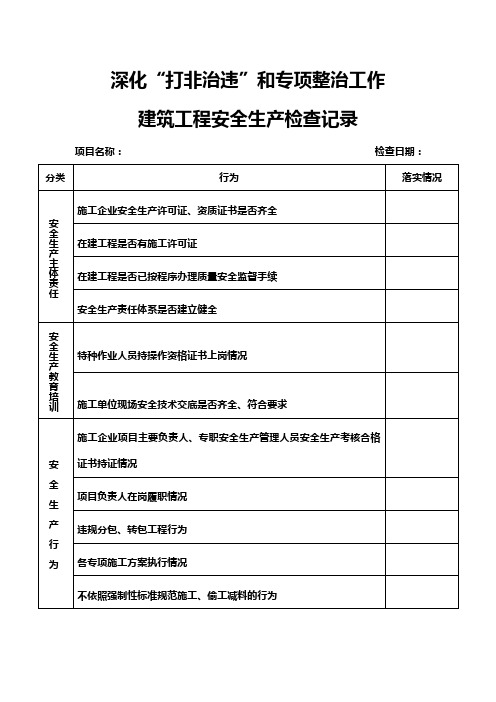 打非治违安全生产整治检查记录