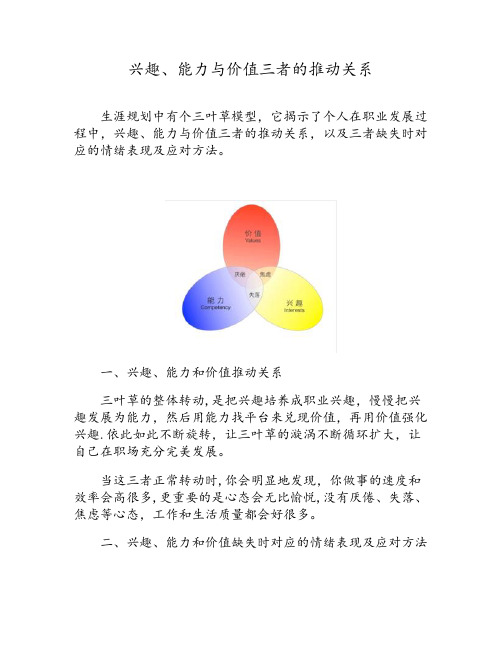 兴趣、能力与价值三者的推动关系