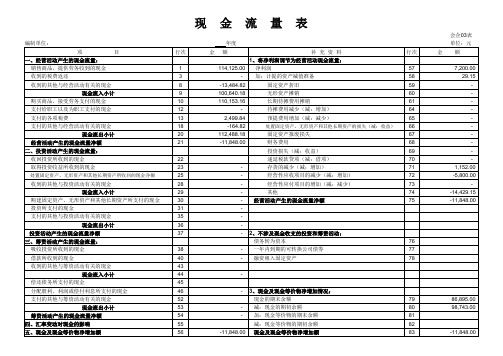 现金流量表(自动生成)模板