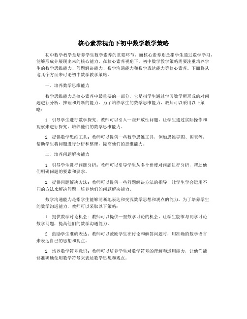 核心素养视角下初中数学教学策略