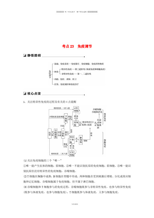 高考生物二轮复习 专题七 人体的稳态及调节机制 考点23 免疫调节学案