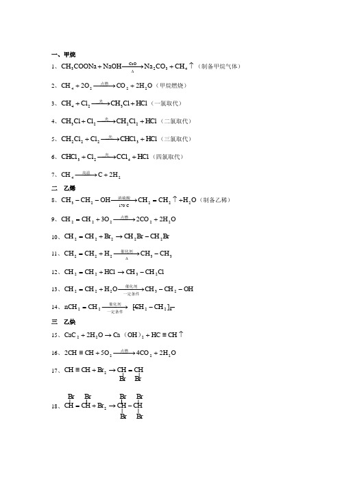 烃化学方程式