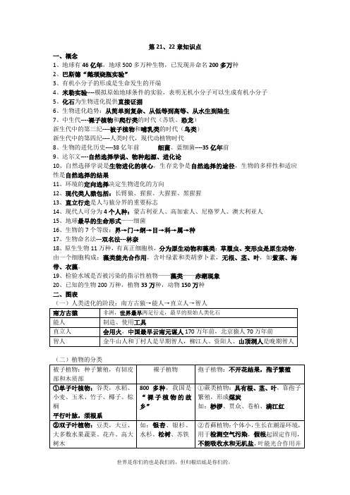 初中生物八年级下册第21、22章知识点