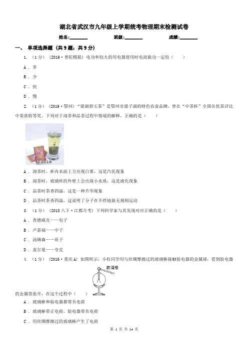 湖北省武汉市九年级上学期统考物理期末检测试卷