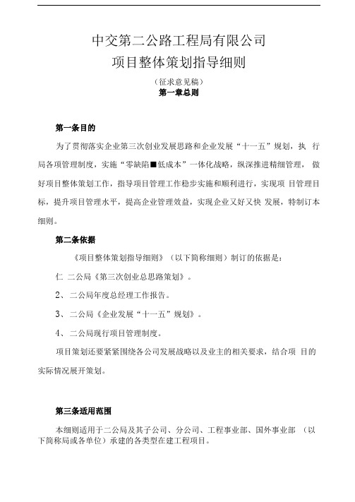 项目管理整体策划指导细则