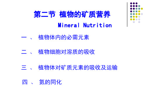 植物生物学-植物的矿质与氮素营养