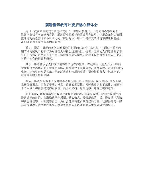 观看警示教育片观后感心得体会