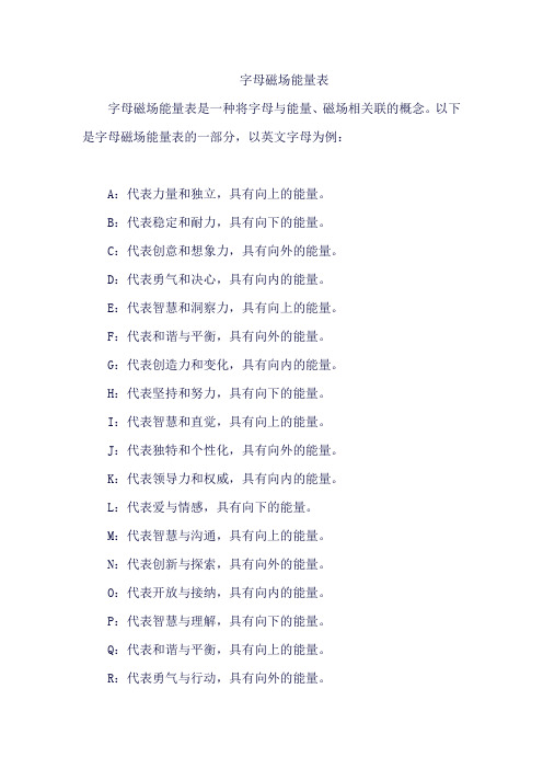 字母磁场能量表