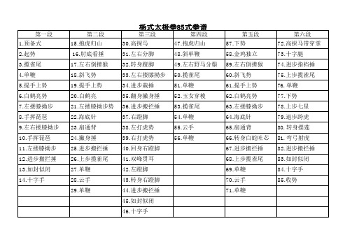 85式太极拳拳谱