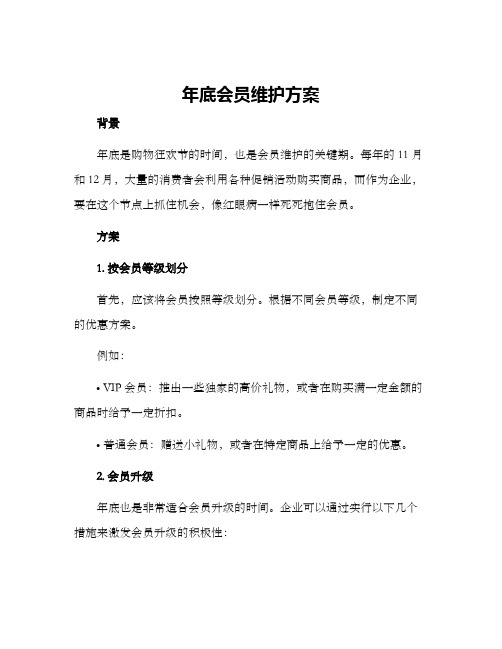 年底会员维护方案