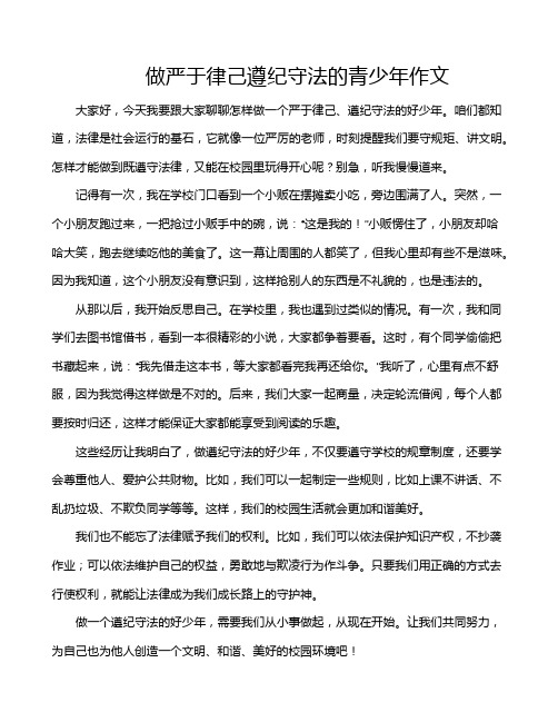 做严于律己遵纪守法的青少年作文