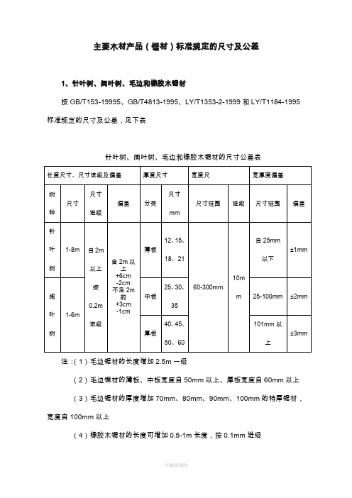 木材检尺尺寸及公差(锯材)