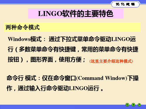 LINGO软件的主要特色