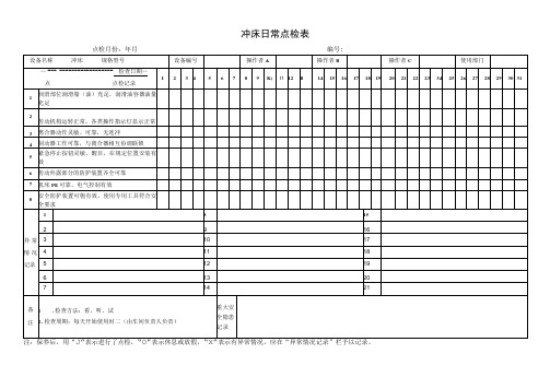 冲床日常点检表