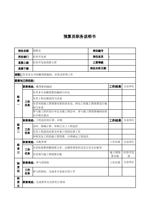 电力公司员工岗位说明书3000028)