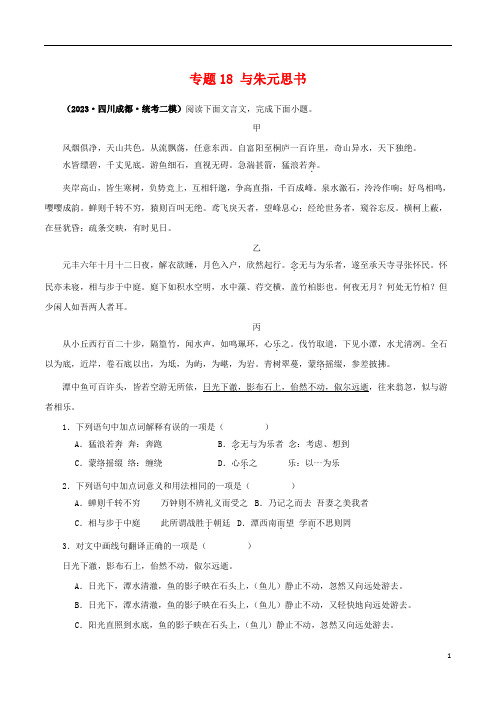 专题18 与朱元思书(解析版)-备战2024年中考语文之文言文对比阅读(全国通用)