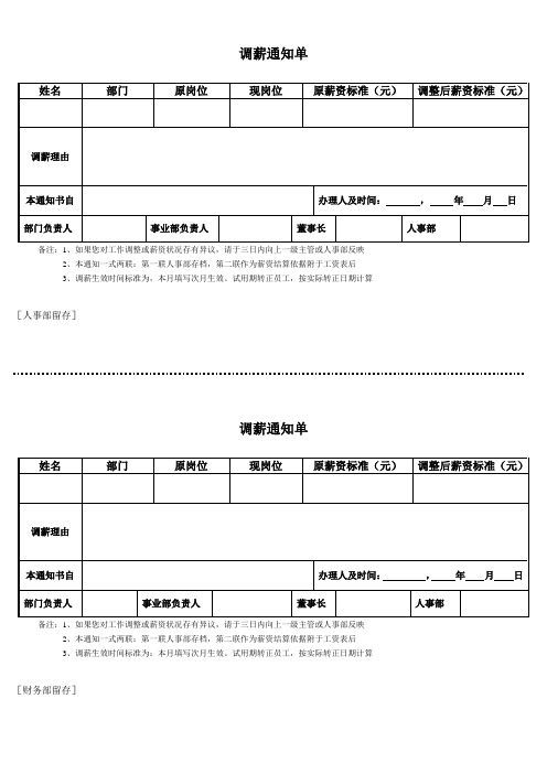 调薪通知单