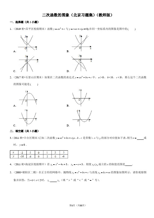 二次函数的图象-初中数学习题集含答案