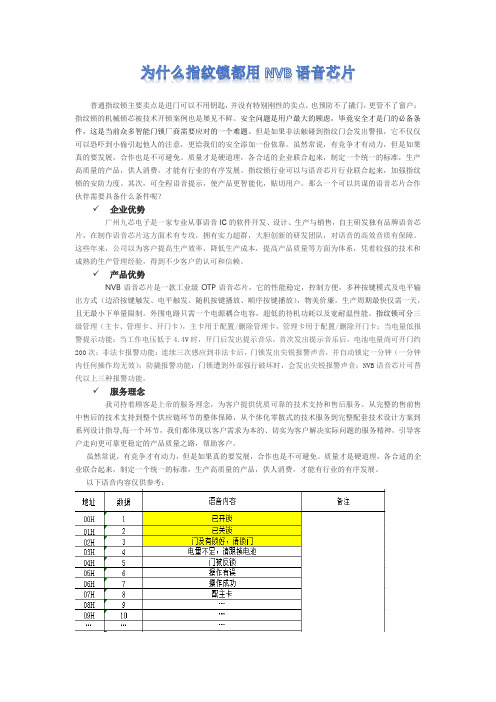 为什么指纹锁都选择NVB语音芯片