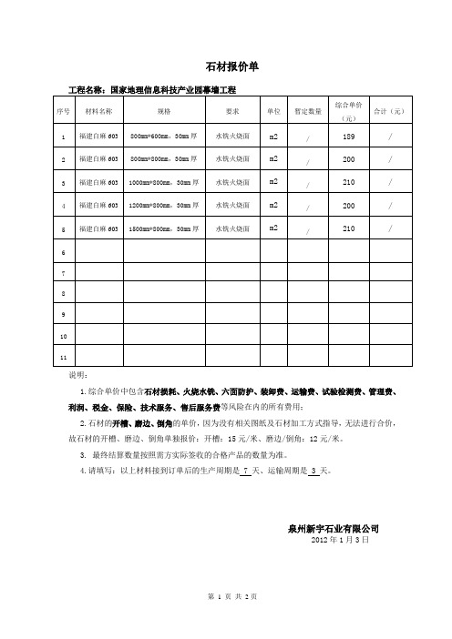 石材报价