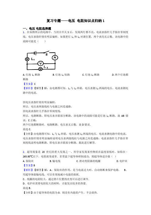 复习专题——电压 电阻知识点归纳1