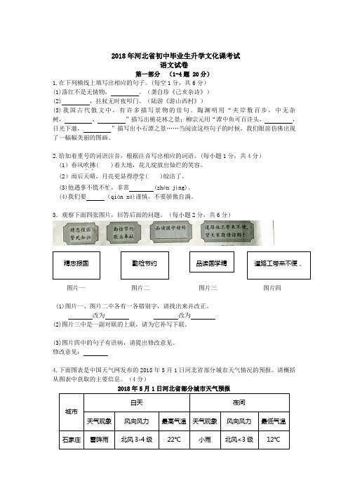 2018年河北中考语文试卷(含解析)