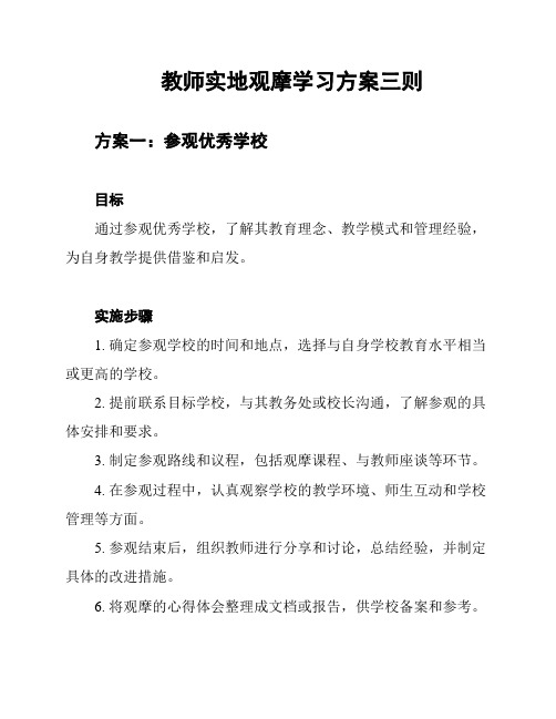 教师实地观摩学习方案三则