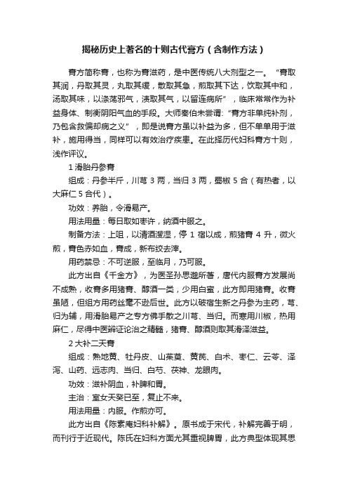 揭秘历史上著名的十则古代膏方（含制作方法）