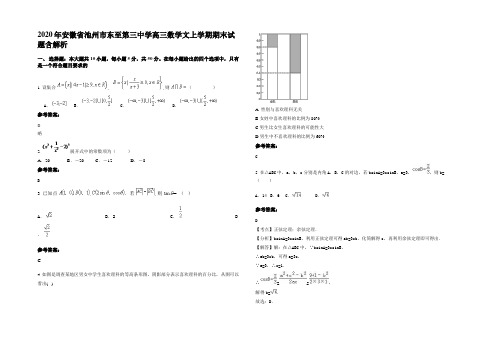 2020年安徽省池州市东至第三中学高三数学文上学期期末试题含解析