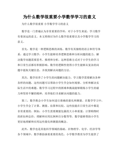 为什么数学很重要小学数学学习的意义