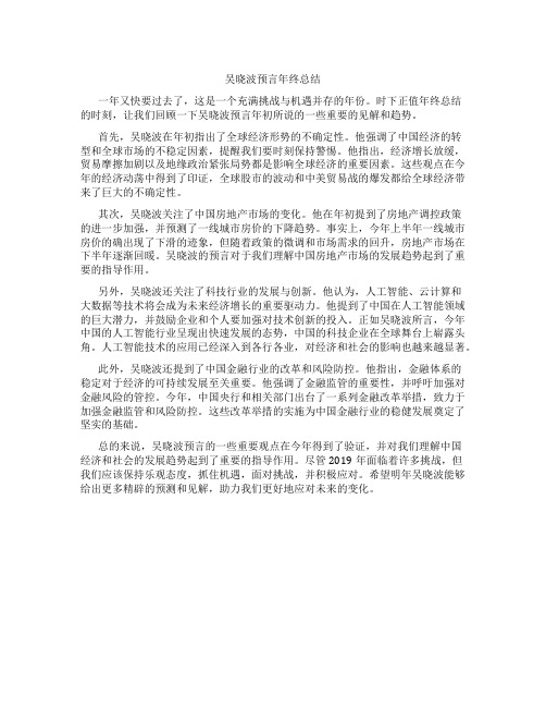 吴晓波预言年终总结