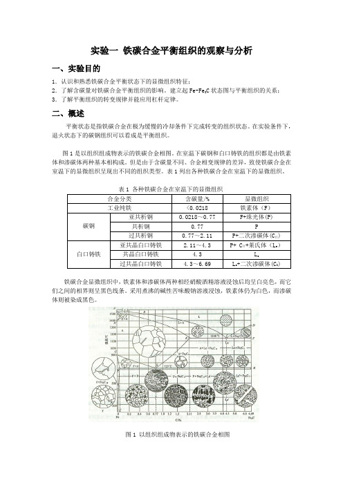 实验一 铁碳合金平衡组织的观察与分析