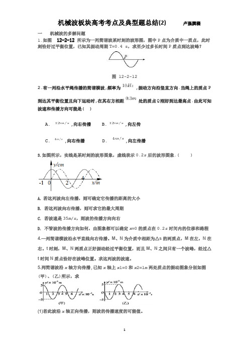 机械波板块高考考点及典型题总结(2)     卢强撰稿